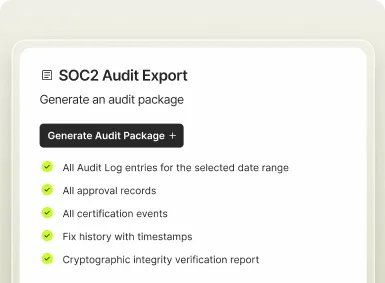 SOC 2 audit export package