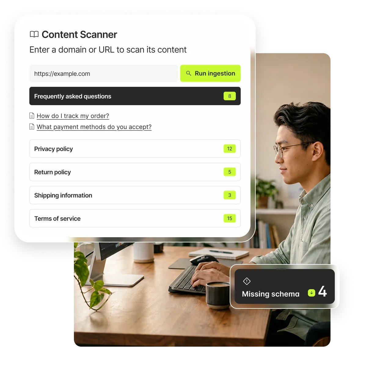 Content accuracy scanner detecting conflicting facts across a site